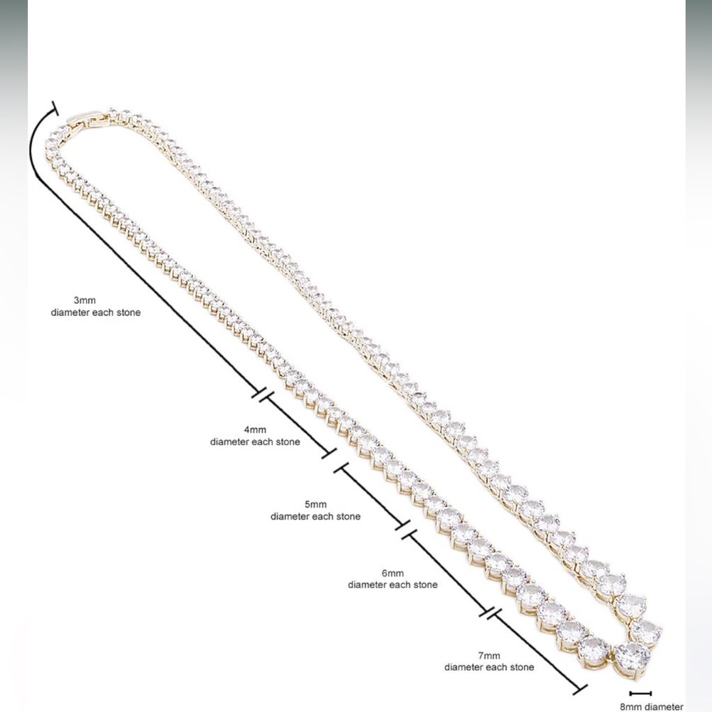 💎Lavencious Tennis AAA CZ Necklace Bling Gold Plated Statement Jewelry - Picture 8 of 13